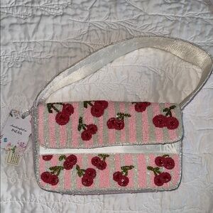 Viral NDI Pink and White Cherry Print Shoulder Bag